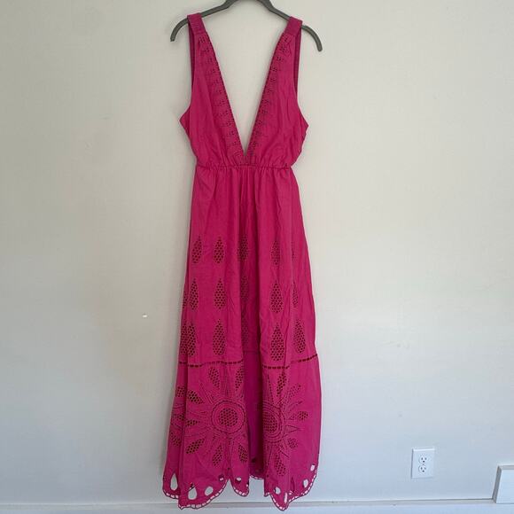 Farm Rio Eyelet, Open Back Dress in Pink, Sample! - Picture 2 of 10